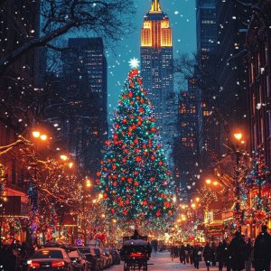 New York街头的圣诞树