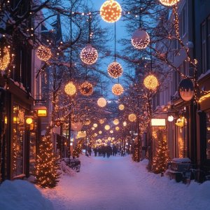 挂满灯笼的街头