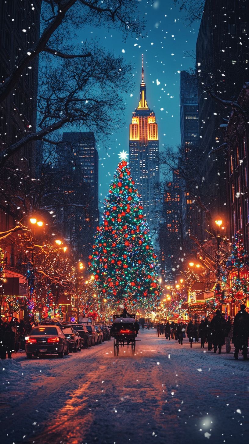 New York街头的圣诞树